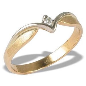 Pierścionek zaręczynowy z żółtego i białego złota z brylantem CP-1004ZB