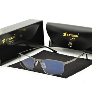 Grafitowe męskie okulary do komputera BLUE LIGHT zerówki rozkręcalne 2553C