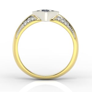 Pierścionek z żółtego i białego złota z szafirem i diamentami AP-44ZB