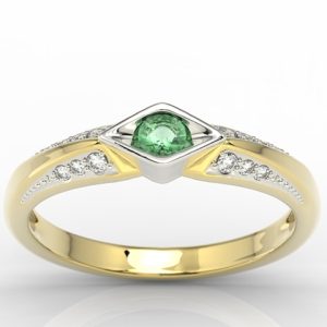 Pierścionek z żółtego i białego złota ze szmaragdem i diamentami AP-44ZB
