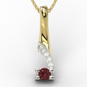 Wisiorek z żółtego i białego złota z granatem i diamentami JPW-66ZB