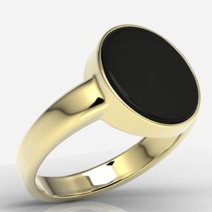 Sygnet z żółtego złota typ "Szkocki" z onyksem płytką SJ-21Z