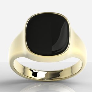 Sygnet z żółtego złota z płytką onyksu w kształcie "telewizorka" SJ-23Z