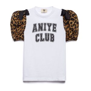 T-SHIRT Z LOGO I OZDOBNYMI RĘKAWKAMI "CLUB"