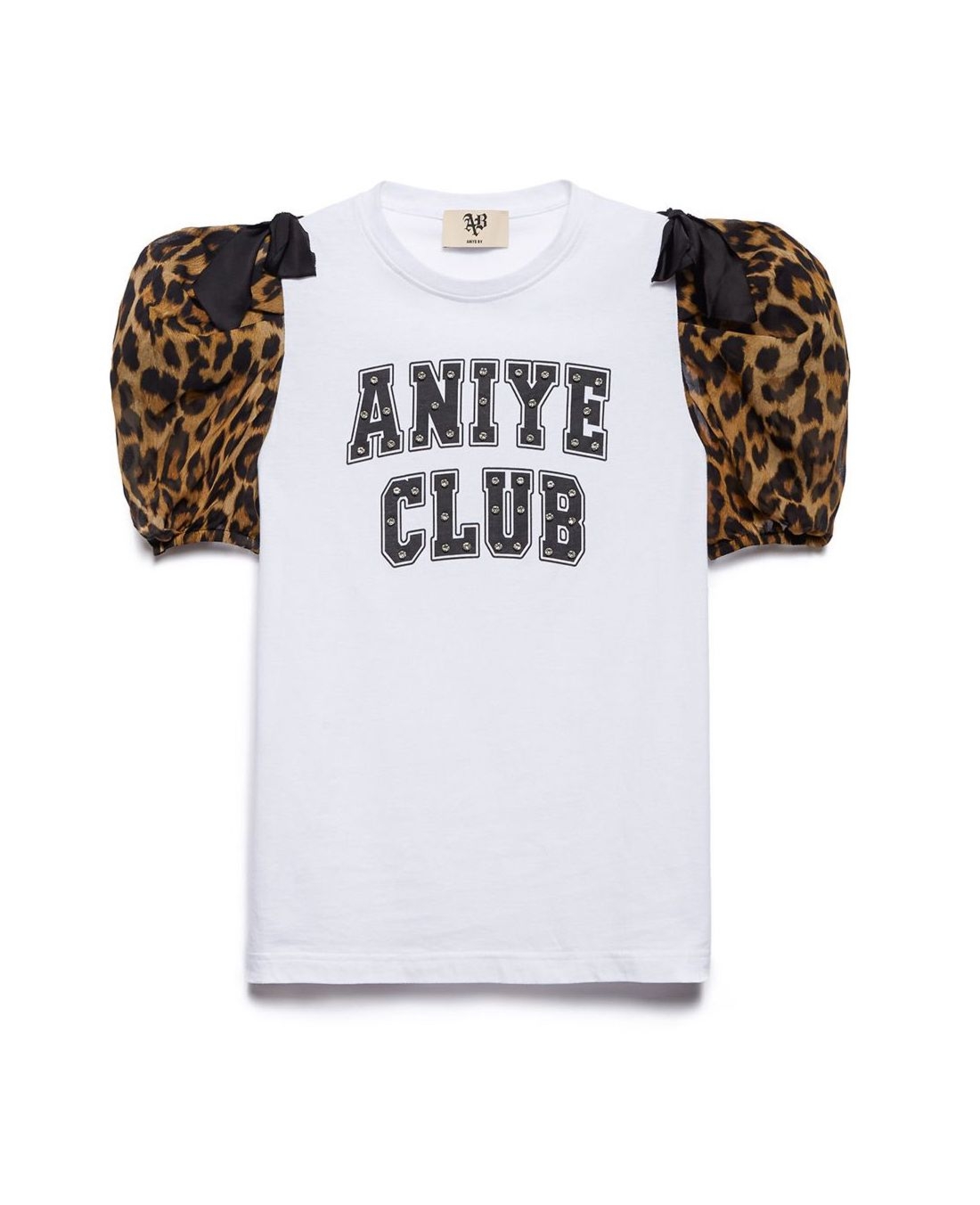 T-SHIRT Z LOGO I OZDOBNYMI RĘKAWKAMI "CLUB"