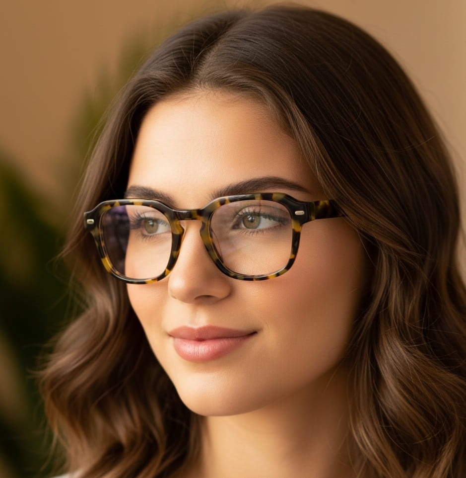 Okulary acetatowe oprawki korekcyjne zerówki kwadratowe AC380A szylkret