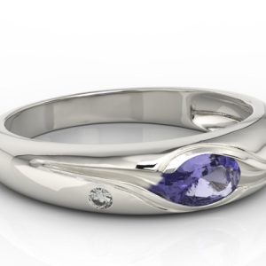 Pierścionek z białego złota z tanzanitem i diamentami model JP-57B