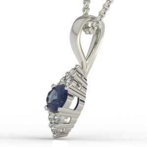 Wisiorek z białego złota z szafirem i diamentami LPW-88B
