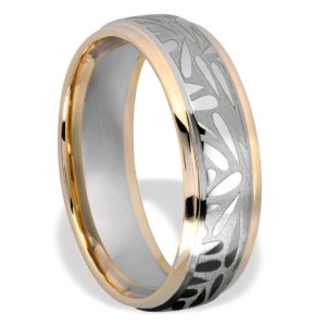 Obrączka z białego palladowego i żółtego złota ŁN-02BZ-m