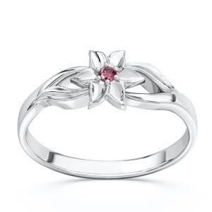Pierścionek z białego złota z rubinem BP-14B