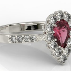 Pierścionek z białego złota z rubinem i diamentami 0,48 ct wzór AP-29B