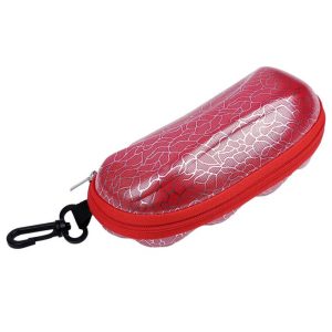 Czerwone etui okularowe futerał na zamek z karabińczykiem ETC-96A