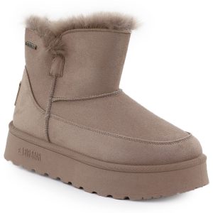 Wodoodporne botki śniegowce na platformie beżowe Big Star SS274117