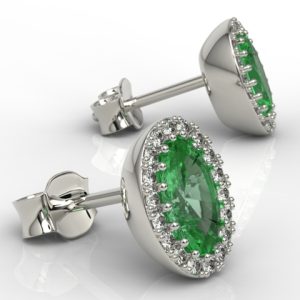 Kolczyki z białego złota ze szmaragdami i diamentami APK-49B