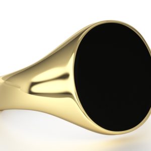 Sygnet z żółtego złota z owalnym onyksem SJ-28Z-ONY