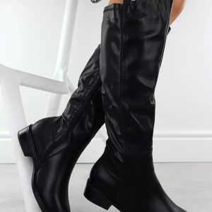 Skórzane kozaki damskie ocieplane czarne T.Sokolski Z25-179