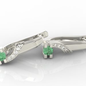Kolczyki z białego złota ze szmaragdem i diamentami JPK-66B