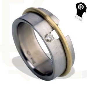 Pierścień z tytanu HADRYŚ "Sabotaż" 0,06 ct H/Si