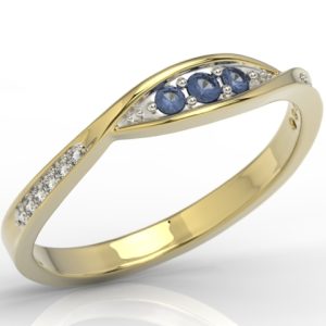 Pierścionek z żółtego złota z szafirami i brylantami AP-97Z-R