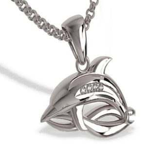 Wisiorek z białego złota w kształcie delfina LPW-28B