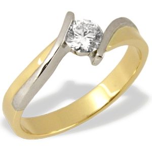 Pierścionek zaręczynowy z żółtego i białego złota z diamentem CP-4027ZB