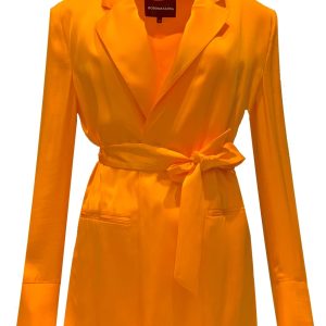 SATYNOWA MARYNARKA Z WIĄZANIEM