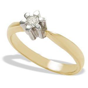 Pierścionek zaręczynowy z żółtego i białego złota z brylantem 0,10 ct wzór AP-1110ZB