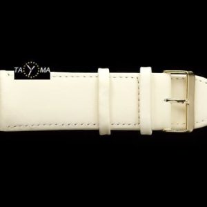 Pasek skórzany do zegarka - beżowy/złoty - 24mm