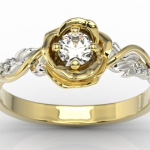 Pierścionek złoty w kształcie róży z brylantami LP-7730ZB