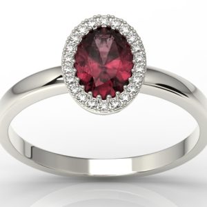 Pierścionek z białego złota z rubinem i diamentami AP-49B