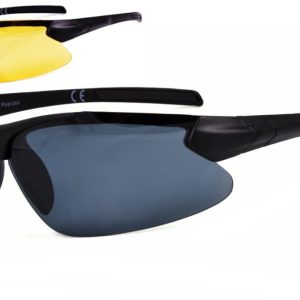 Sportowe okulary z dwoma soczewkami polaryzacyjnymi czarna i zolta - drs-51c2