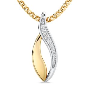 Zestaw - Pierścionek, kolczyki i wisiorek z żółtego i białego złota z diamentami BP-17ZB-ZEST