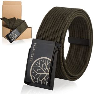 Pasek parciany Betlewski zgniła zieleń 05