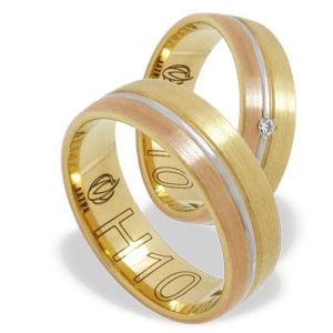 Obrączka z żółtego, białego palladowego i czerwonego złota ŁH-10ZBC-light-m