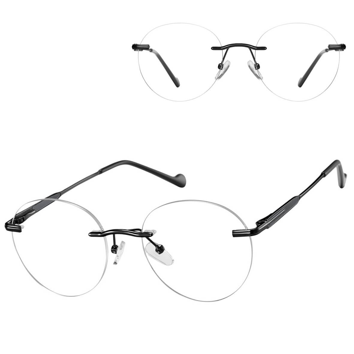 Bezramkowe oprawki korekcyjne okulary zerówki patentki na teleskopach 870C czarny