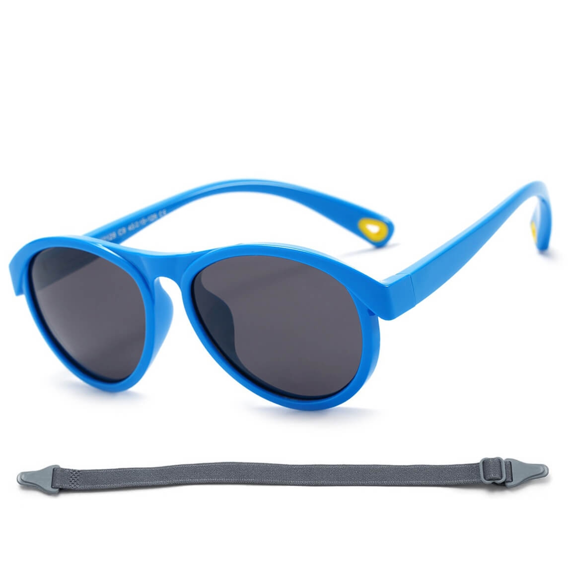 Dziecięce 3-6 lat gumowe okulary przeciwsłoneczne polaryzacyjne z gumką POL-JR-71A niebieskie