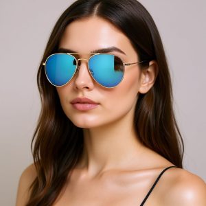 Okulary przeciwsłoneczne z polaryzacją pilotki POL-3026E złoty/niebieski