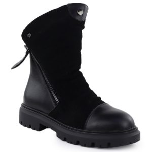 Skórzane botki damskie na platformie czarne T.Sokolski Z25-163