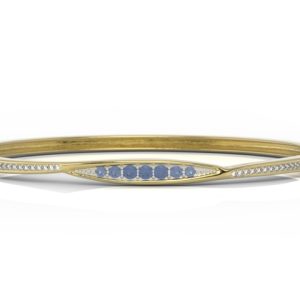 Bransoleta koło z brylantami i szafirami wykonana z żółtego złota APBr-97Z-R