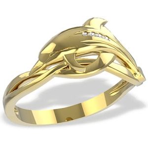 Pierścionek z żółtego złota delfin LP-28Z