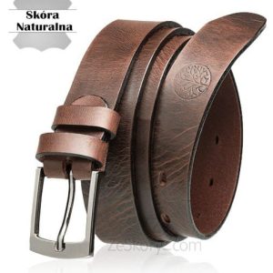 Pasek skórzany BETLEWSKI LIC30 w pudełku - gnieciony brąz