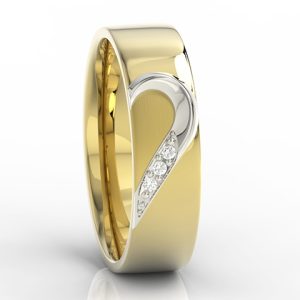 Obrączka damska z żółtego i białego złota z diamentami OB-01ZB