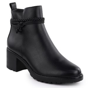 Botki ocieplane na klocku damskie czarne Potocki Z25-SZ12690-