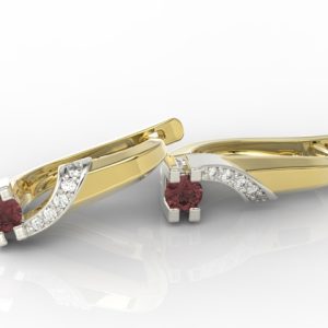 Kolczyki z żółtego i białego złota z granatami i diamentami JPK-66ZB