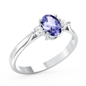 Pierścionek zaręczynowy z białego złota z tanzanitem i brylantami AP-31B
