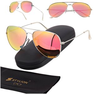 Okulary przeciwsłoneczne z polaryzacją pilotki POL-3026C srebrny/pomarańczowy