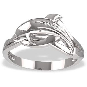 Pierścionek z białego złota delfin LP-28B