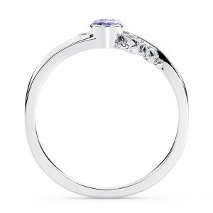 Pierścionek zaręczynowy z białego złota AP-39B z tanzanitem i diamentami 0,03 ct