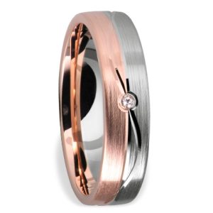 Obrączka z czerwonego i białego złota palladowego ŁN-13CB-k-PAL