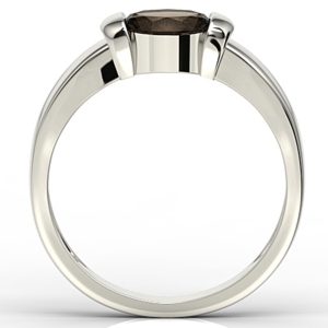 Pierścionek z białego złota z kwarcem dymnym AP-67B-KWA